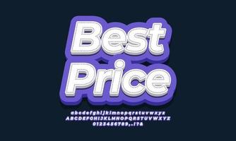 Best price font text label ads 3d purple design vector