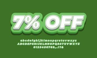 7 percent off sale discount promotion text 3d green vector