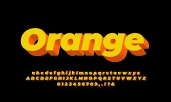 3d abstract modern orange and yellow   font effect or text effect vector