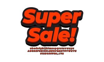 Super Sale font text  3d  orange black vector