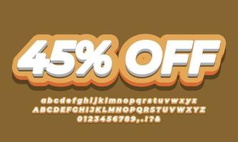 45 percent off sale discount promotion  3d  yellow template vector