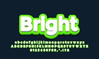 bright green with white 3d font effect or text effect design vector