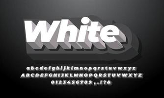 blanco y negro 3d moderno alfabeto limpio o efecto de texto de letra o diseño de efecto de fuente vector