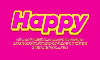 script pink and yellow 3d text effect or font effect vector