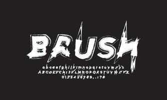 Brush font paint art black and white alphabet numbering vector design