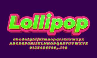 Lollipop candy 3d pink text effect vector