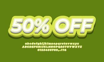 50 percent off sale discount promotion text 3d lime vector