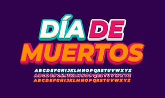 die de muertos colorful text effect vector