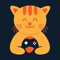 animal pets cat kitty kitten with stick game cute logo vector icon design