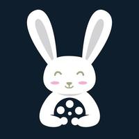 animal pets rabbit with movie cute logo vector icon design
