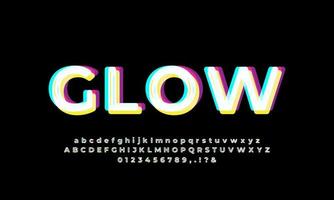 abstract glow light white cyan  font effect or text effect vector