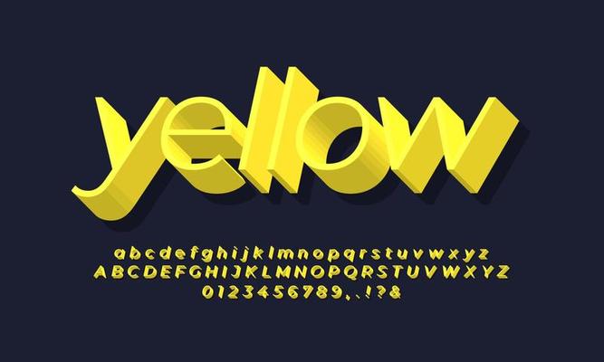 3d thin yellow text or font  effect design icon vector design