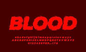 vintage or retro red blood text effect or font effect style design vector