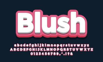 soft pink with white 3d font effect or text effect design vector