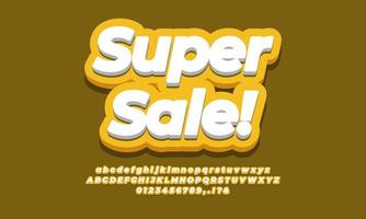 super venta texto 3d naranja diseño vector