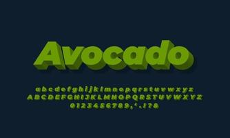 green avocado  text effect design vector