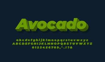 diseño de efecto de texto de aguacate verde vector