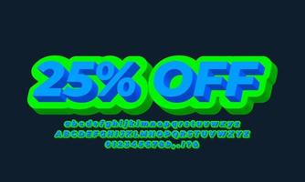 blue green 3d text effect or font effect style number and alphabet vector