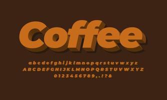 script café efecto de texto 3d o efecto de fuente vector