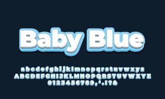 blue soft with white 3d  font effect or text styles design vector