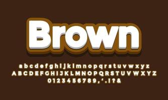 brown with white 3d font effect or text effect design vector