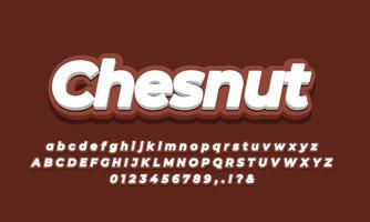 brown chestnut  3d text effect vector