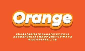 white and orange 3d modern alphabet or letter text effect or font effect design vector