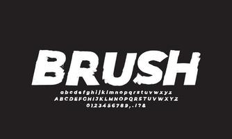 Brush font paint art black and white alphabet numbering vector design