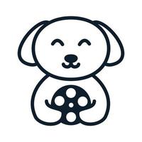 perro con diseño de icono de vector de logotipo de líneas de película