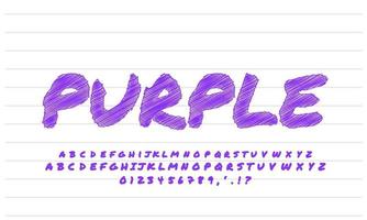 Purple sketch text effect or font effect style design vector