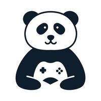 animal panda happy cute  with stick games logo vector icon design