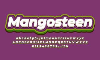 fresh fruit mangosteen text effect design vector