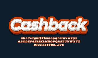 Cash Back text  3d orange design vector