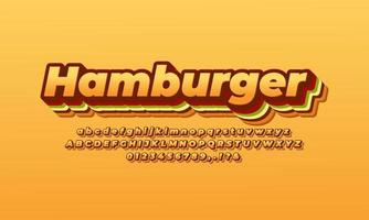 plantilla de diseño de efecto de texto de hamburguesa vector