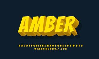 cartoon alphabet 3d light yellow text effect or font effect design vector