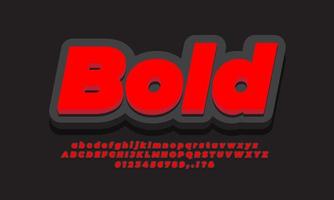 cool 3d red black text effect or font effect design vector