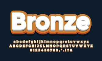 bronze with white 3d font effect or text effect design vector