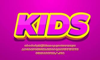 pink kids and yellow 3d text effect design illustrator vector