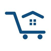 home house with trolley buy sell market logo icon vector design