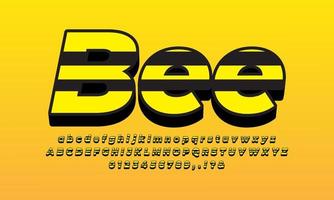 lindo diseño de efecto de texto de abeja vector