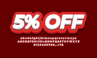 5 percent off five percent sale discount promotion text  3d red vector