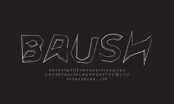 Brush font paint art black and white alphabet numbering vector design
