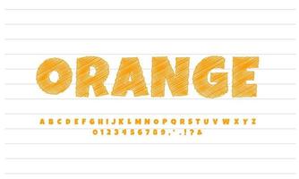 orange sketch text effect or font effect style design vector