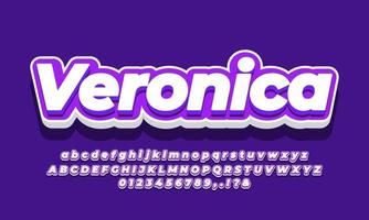 violet purple and white 3d alphabet text effect or font effect style design vector