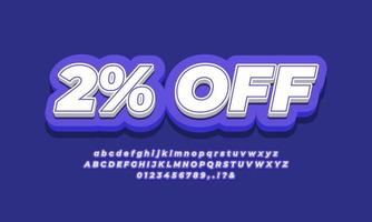 2 percent off sale discount promotion text 3d  purple vector