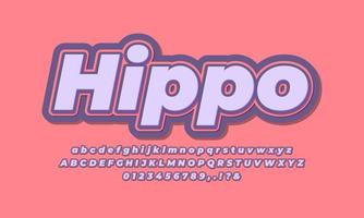 hippo skin color text effect design vector