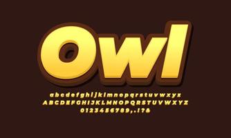 owl color text effect design vector