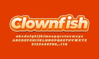 orange clownfish  text effect design vector