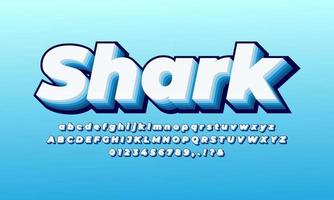 shark blue sea text effect design vector