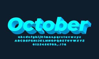 cyan light 3d font effect or text effect design alphabet vector